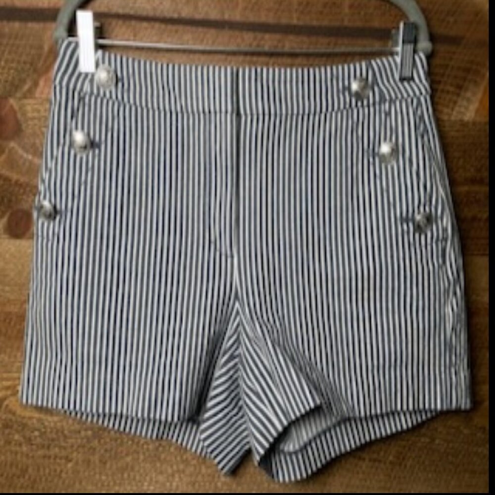 Loft Sailor Riviera Shorts in Stripe Color - GrayBlue/ White Size 6